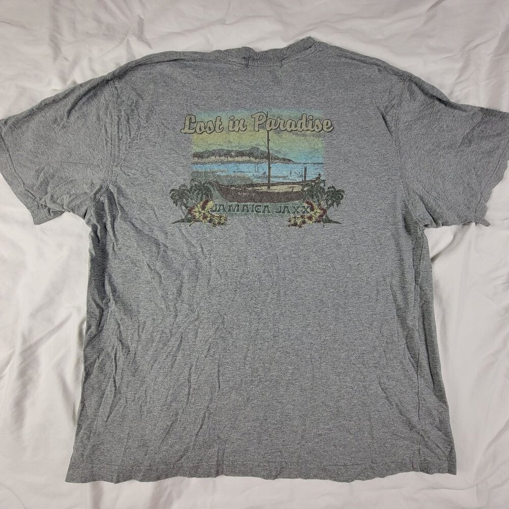 Jamaica Jaxx Lost In Paradise Mens Large Gray Graphic T Shirt Casual Outdoors